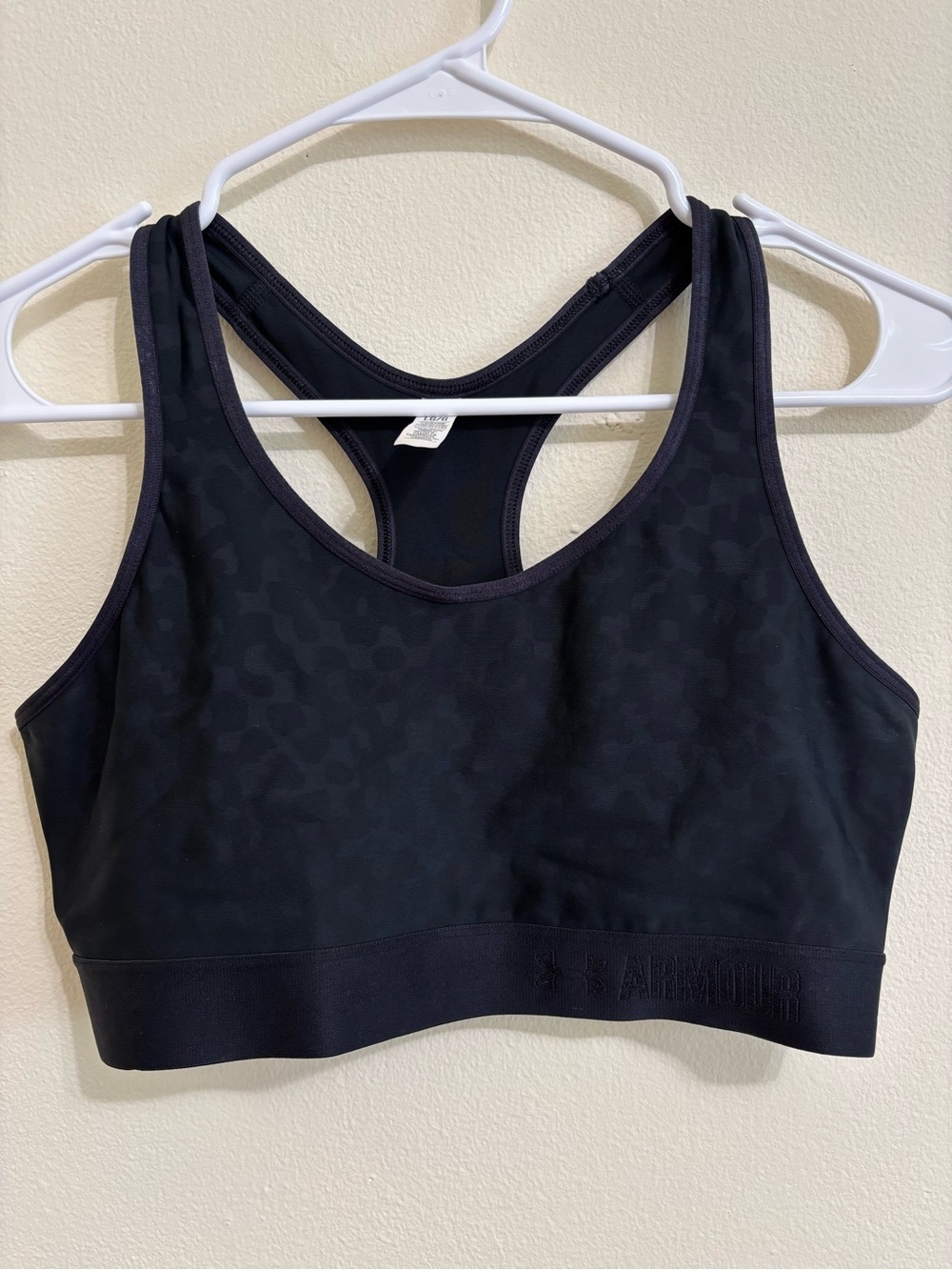 Under Armour Black Racerback Sports Bra with Subtle Texture